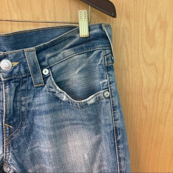 TRUE RELIGION Sz 30 X 34 Ricky  Light Medium Wash Distressed Jeans - Picture 5 of 14
